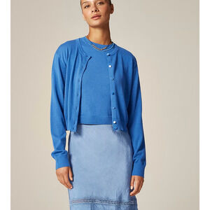 J Crew Cashmere Shrunken Cardigan Sweater M NWOT Blue BZ400 J.Crew